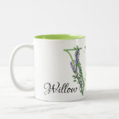 Tasse 2 Couleurs lettre monogrammée W Lavender eucalyptus (Gauche)
