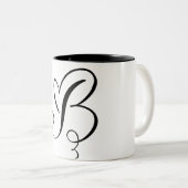 TASSE 2 COULEURS LETTRE NOIRE "B" ÉLÉGANTE MONOGRAMME (Devant droit)