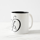 TASSE 2 COULEURS LETTRE NOIRE "D" ÉLÉGANTE MONOGRAMME (Devant droit)
