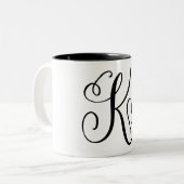 TASSE 2 COULEURS LETTRE NOIRE "K" ÉLÉGANTE MONOGRAMME (Devant gauche)