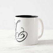 TASSE 2 COULEURS LETTRE NOIRE "L" ÉLÉGANTE MONOGRAMME (Devant droit)