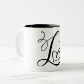 TASSE 2 COULEURS LETTRE NOIRE "L" ÉLÉGANTE MONOGRAMME (Devant gauche)