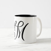 TASSE 2 COULEURS LETTRE NOIRE "M" ÉLÉGANTE MONOGRAMME (Devant droit)