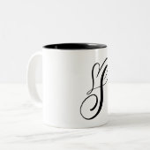 TASSE 2 COULEURS LETTRE NOIRE "S" ÉLÉGANTE MONOGRAMME (Devant gauche)