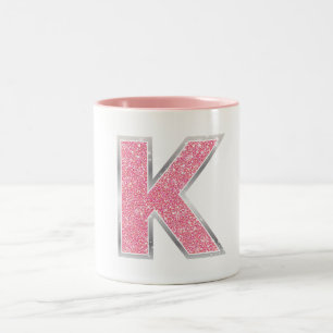 Tasse 2 Couleurs Lettre Parties scintillant rose K