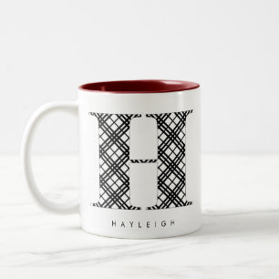 Tasse 2 Couleurs Lettre plaid H noir et blanc