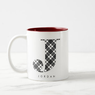 TASSE 2 COULEURS LETTRE PLAN NOIR ET BLANC J