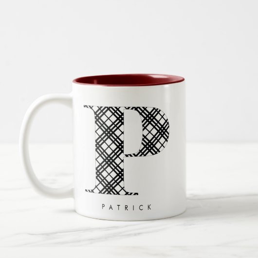 TASSE 2 COULEURS LETTRE PLAN NOIR ET BLANC P (Gauche)