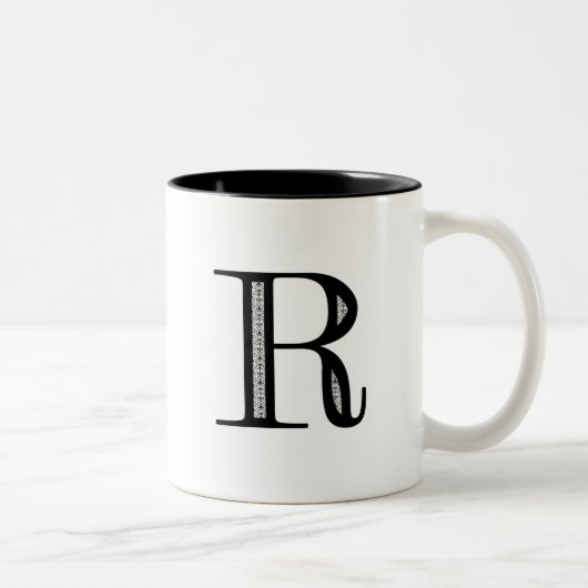 Tasse 2 Couleurs Lettre R - noir de damassé (Droit)