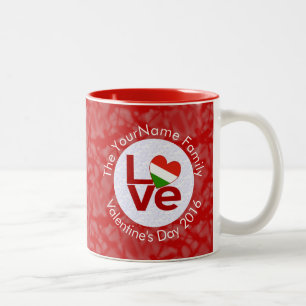 Tasse 2 Couleurs LETTRE ROBE hongroise AMOUR BLANC EN ROUGE