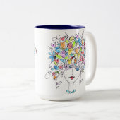 Tasse 2 Couleurs Lettre rouge - Dame aux fleurs (Devant droit)