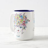 Tasse 2 Couleurs Lettre rouge - Dame aux fleurs (Devant gauche)