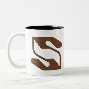 Tasse 2 Couleurs Lettre S Monogramme Sécurité et Main Soutien