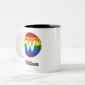 Tasse 2 Couleurs Lettre W Initial & Nom Gay pride Rainbow Monogramm (Devant gauche)
