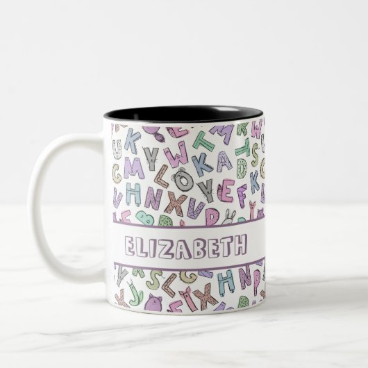Tasse 2 Couleurs Lettres de l'alphabet des doodles (Gauche)