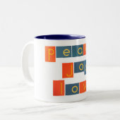 Tasse 2 Couleurs Lettres de papier sablé d'AMOUR de JOIE de PAIX (Devant gauche)