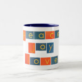 Tasse 2 Couleurs Lettres de papier sablé d'AMOUR de JOIE de PAIX (Centre)