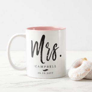 Tasse 2 Couleurs Lettres de script dansant  M. et Mme