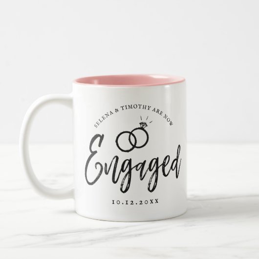 Tasse 2 Couleurs Lettres de script de la partie d'engagement (Gauche)