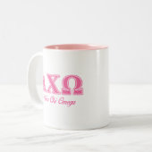 Tasse 2 Couleurs Lettres roses d'Omega de Chi d'Alphi (Devant gauche)