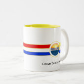 Tasse 2 Couleurs Lever de soleil océanique avec couleurs primaires (Devant droit)