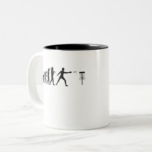 Tasse 2 Couleurs L'évolution du Disk Golf (Devant gauche)