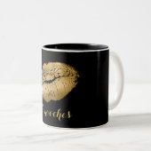 Tasse 2 Couleurs Lèvres Smooches Black et Gold (Devant droit)