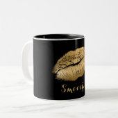 Tasse 2 Couleurs Lèvres Smooches Black et Gold (Devant gauche)