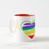 Tasse 2 Couleurs Lgbt Rainbow Heart Line (Devant gauche)