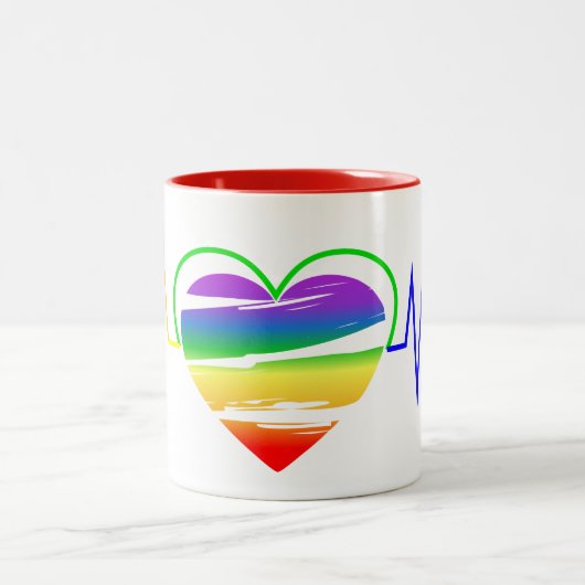 Tasse 2 Couleurs Lgbt Rainbow Heart Line (Centre)