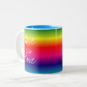 Tasse 2 Couleurs LGBTQ Rainbow Love is Love (Devant gauche)