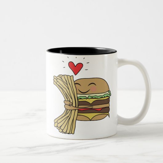 Tasse 2 Couleurs L'hamburger aime des fritures (Droit)