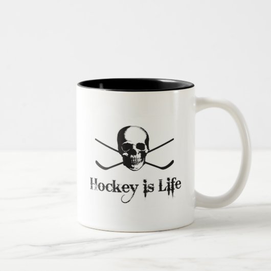 Tasse 2 Couleurs L'hockey est la vie (Droit)
