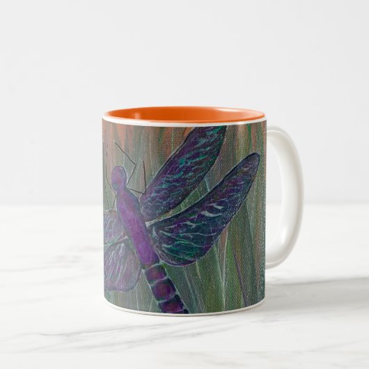 Tasse 2 Couleurs Libellule lumineuse de vent (Devant droit)