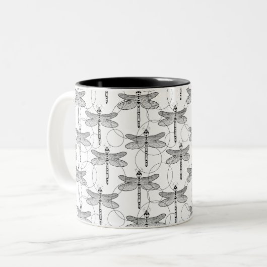 Tasse 2 Couleurs libellule noire et blanche (Devant gauche)