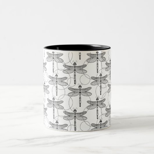 Tasse 2 Couleurs libellule noire et blanche (Centre)