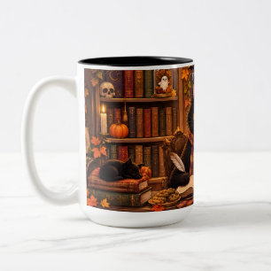 Tasse 2 Couleurs Librairie Halloween Cozy Black Cat