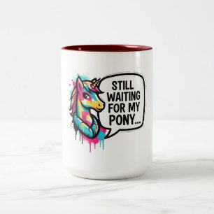 Tasse 2 Couleurs Licorne Colorée Attendant Mon Poney