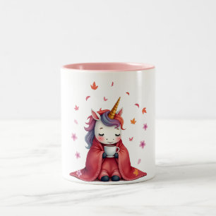 Tasse 2 Couleurs Licorne Cosy - Licorne dans une couverture en trai