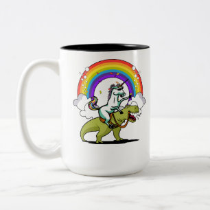 Tasse 2 Couleurs Licorne montant l'arc-en-ciel magique de dinosaure