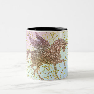 Tasse 2 Couleurs Licorne Pailletée Or Pastel Arc-en-Ciel Filles Bra
