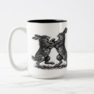 Tasse 2 Couleurs Lièvres Boxeurs – Duel de la forêt ensorcelée à l'