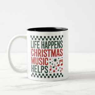 Tasse 2 Couleurs Life Happens Christmas Music Aide Funny Retro