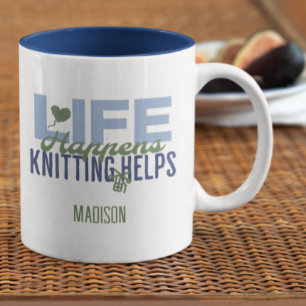 Tasse 2 Couleurs Life Happens Tricot aide les amateurs de Tricot