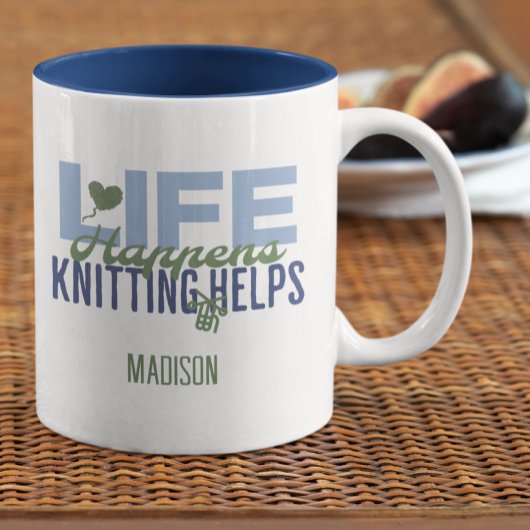 Tasse 2 Couleurs Life Happens Tricot aide les amateurs de Tricot