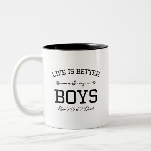 Tasse 2 Couleurs Life is Better with my Boys (Gauche)