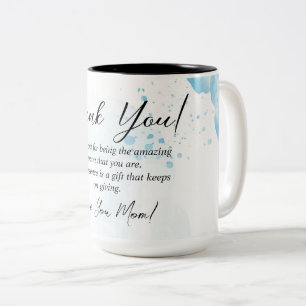 Tasse 2 Couleurs Light Blu Floral Merci Maman Idée cadeau