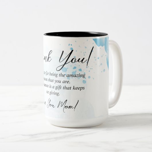 Tasse 2 Couleurs Light Blu Floral Merci Maman Idée cadeau (Devant droit)