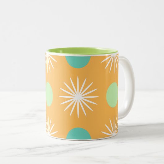 Tasse 2 Couleurs Light Orange Boho Retro Pattern (Devant droit)