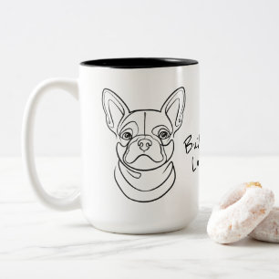 Tasse 2 Couleurs Ligne art Bouledogue Français. Construit petit. Ai